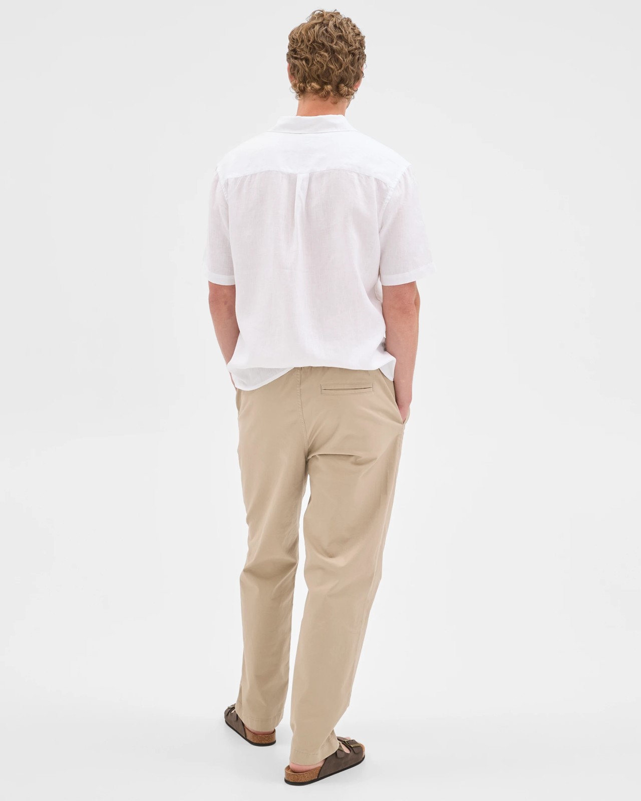 Australian Cotton Elastic Waistband Chino Pants - Stone 6 of 6