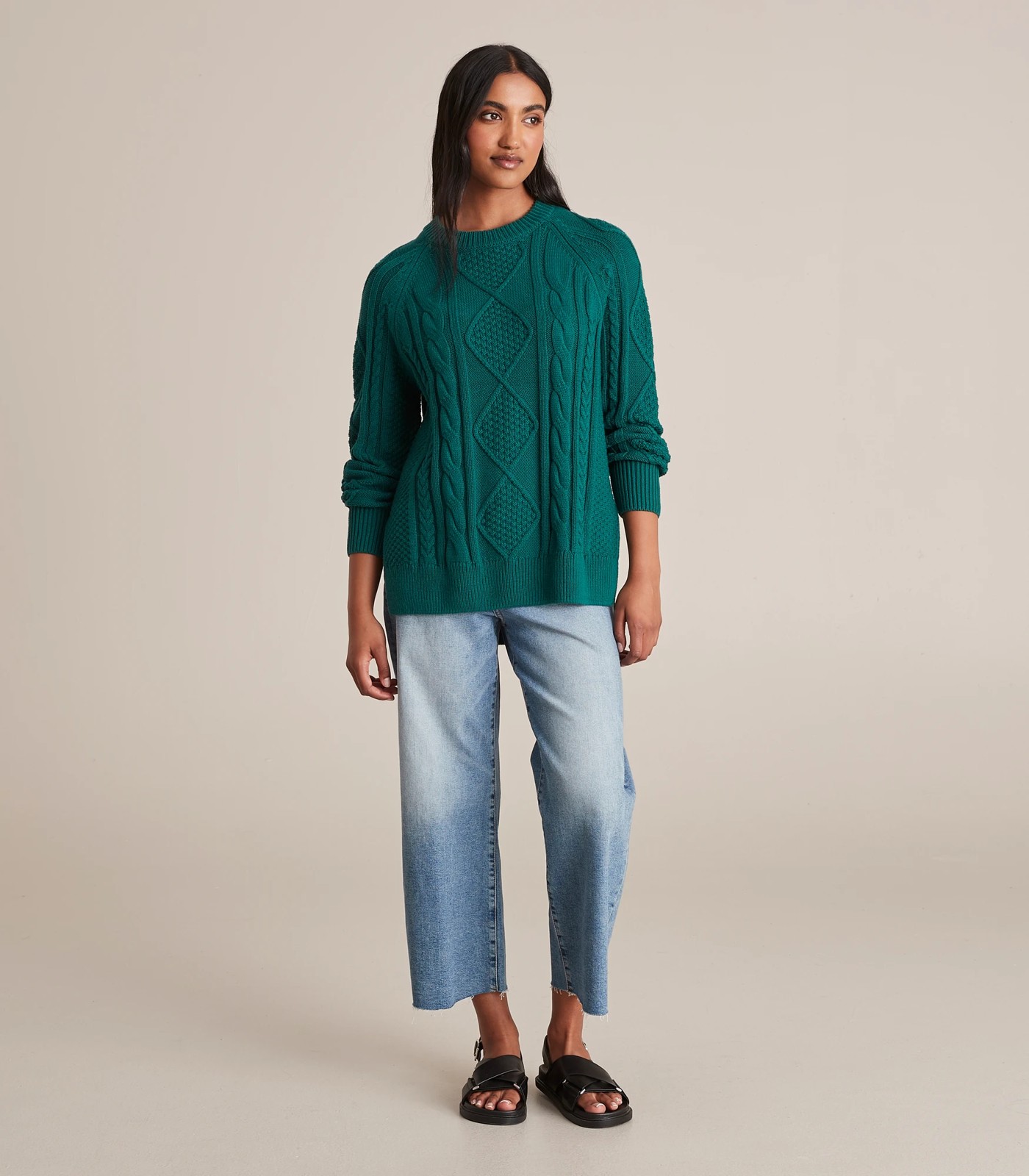 Green cable knit on sale jumper