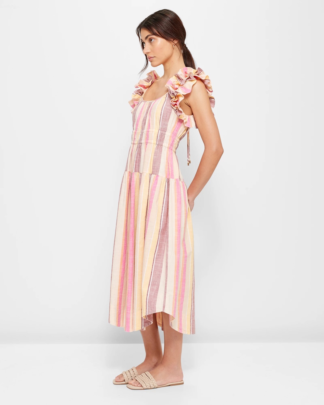 Frill Stripe Midi Dress | Target Australia