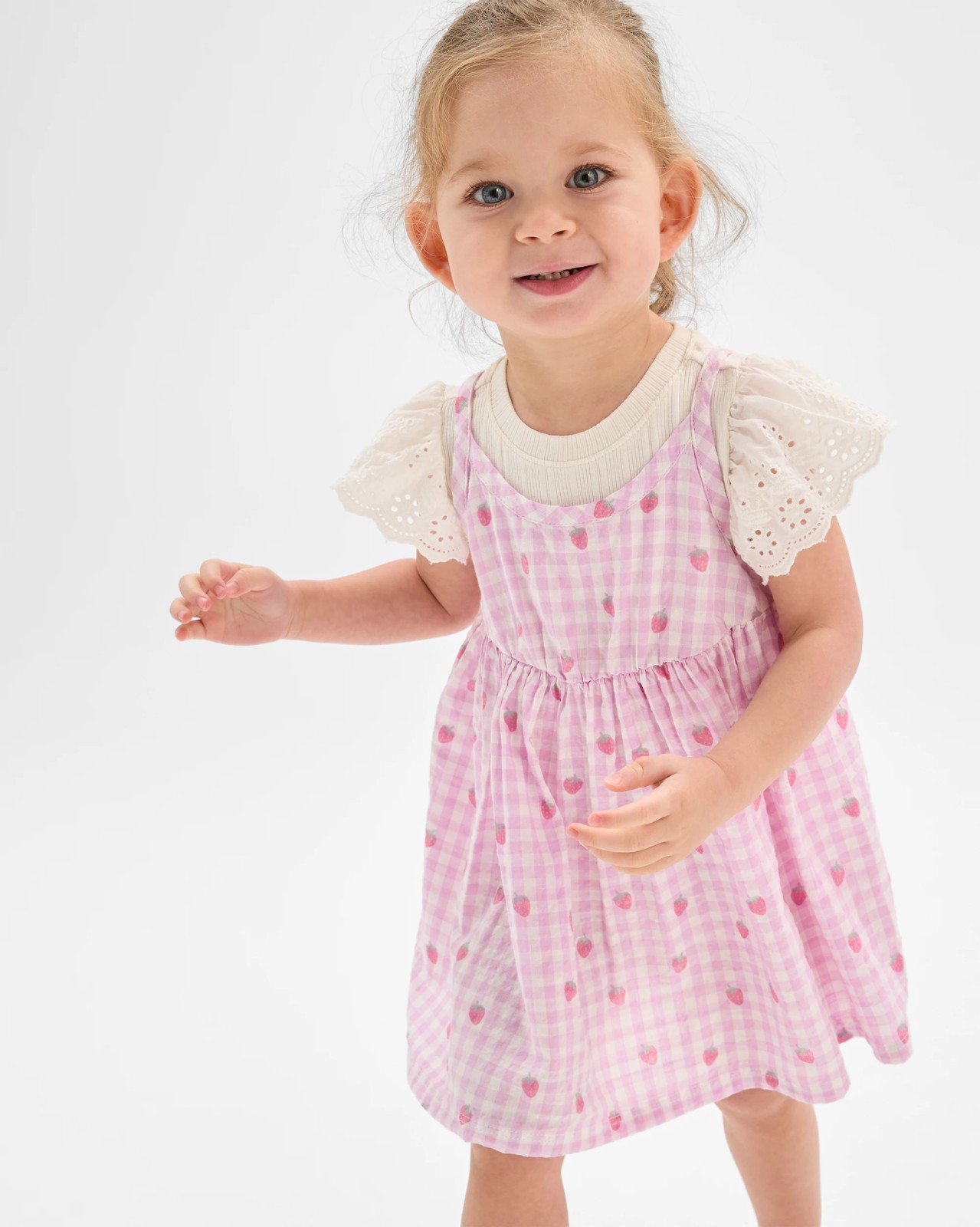 Baby Dress and Bodysuit 2 Piece Set - Strawberry Check 2 of 5