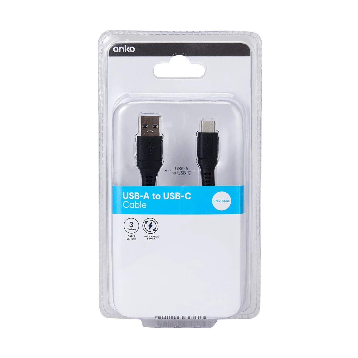 USB-A to USB-C Cable, 3m - Anko | Target Australia