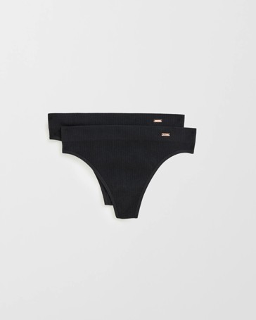 Lily Loves 2 Pack Ribbed Seamfree High Waisted G-String Briefs