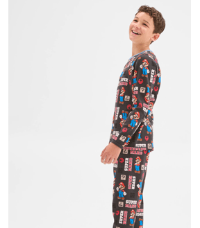 Super Mario Australian Cotton Older Boys Waffle Knit Pyjama Set