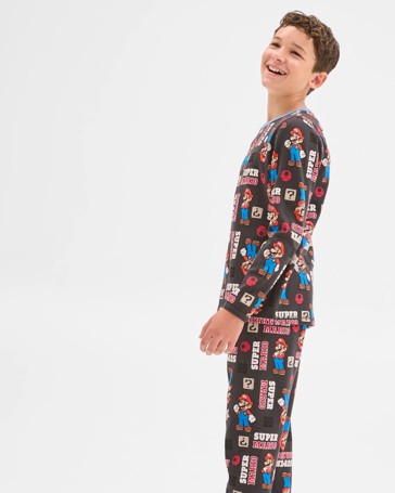 Super Mario Australian Cotton Older Boys Waffle Knit Pyjama Set