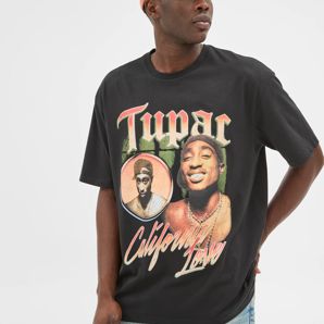 Licensed Australian Cotton Tupac Relaxed T-Shirt thumbnail 2