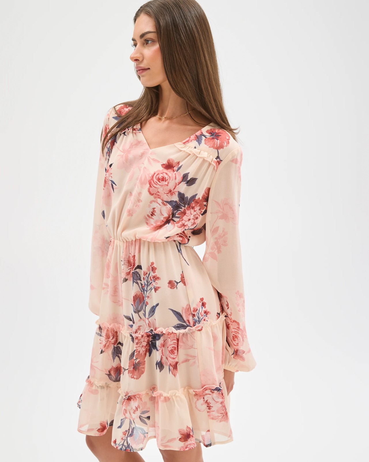 Petites Tiered V-Neck Mini Dress 4 of 5