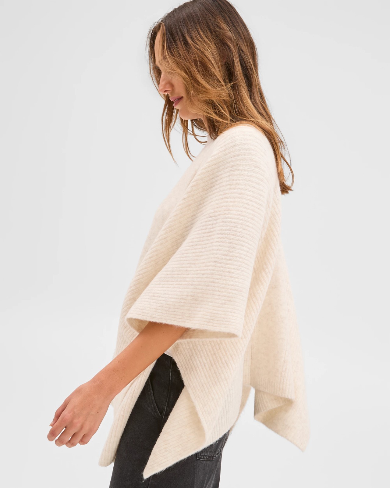 Knitted Poncho - Cream Marle 4 of 6