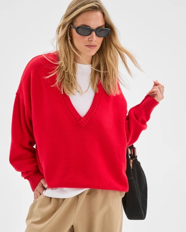 Lily Loves Australian Cotton Blend Deep V-Neck Jumper