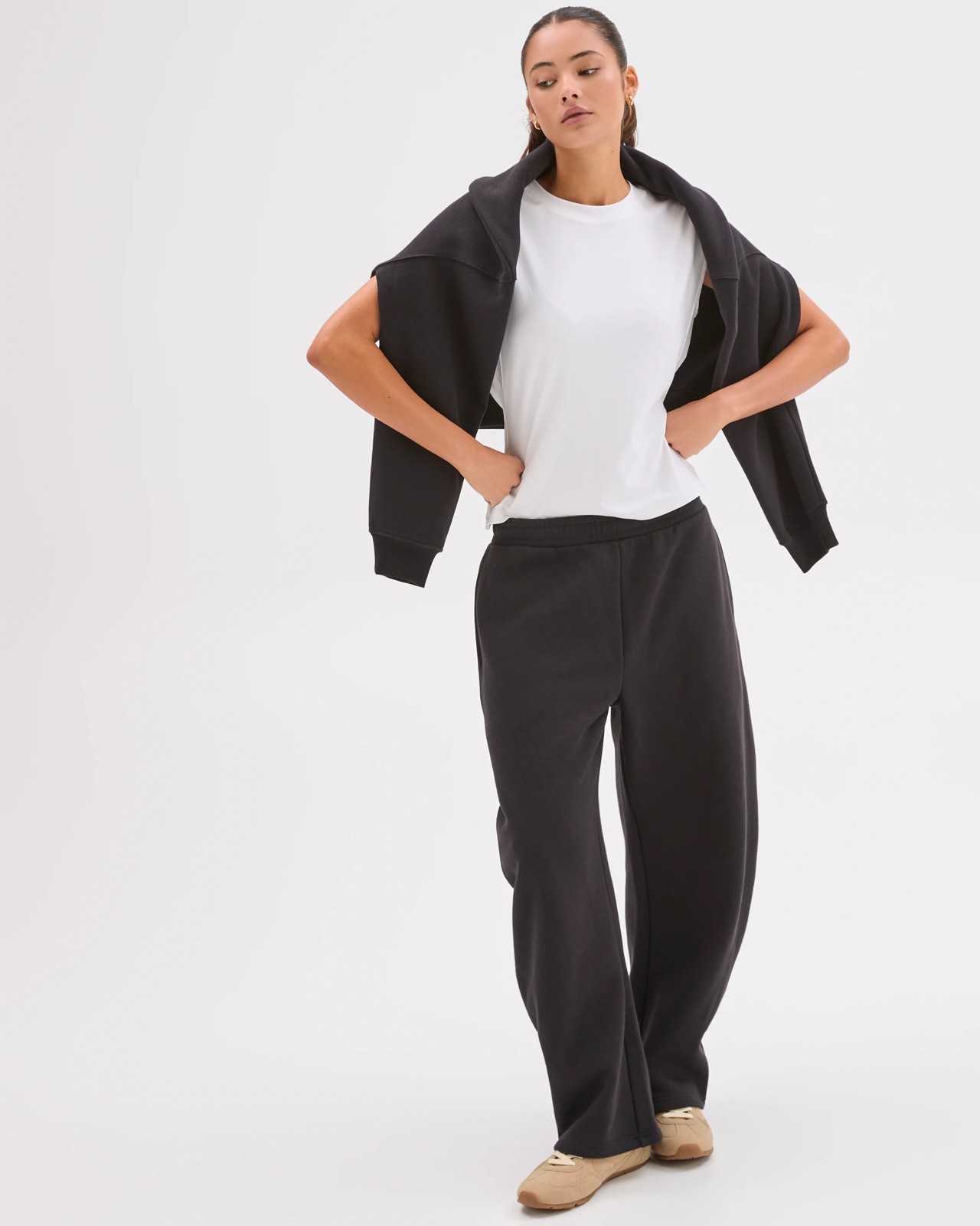 Lily Loves Australian Cotton Blend Bow Leg Trackpants - Black 4 of 5