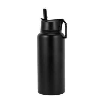 960ml Black Double Wall Insulated Cylinder Drink Bottle - Anko