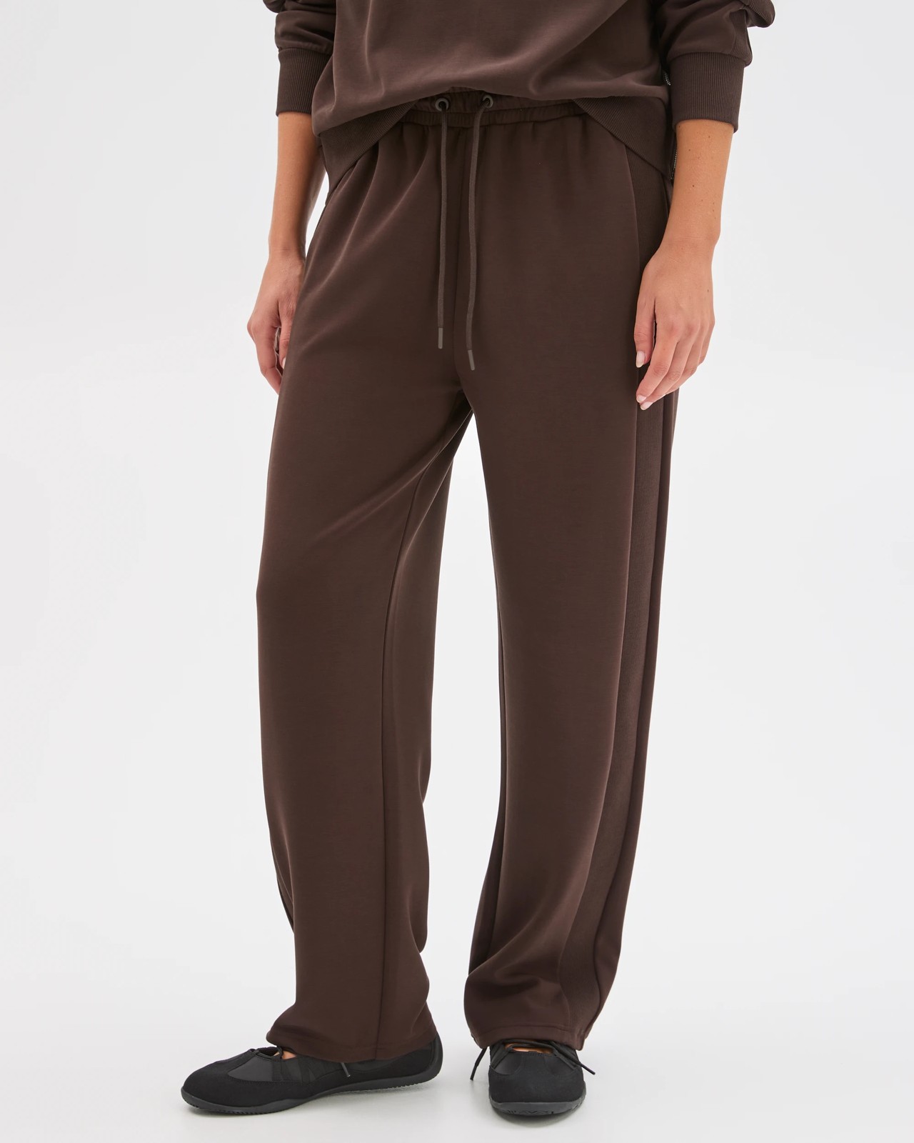 Movement Wide Leg Knit Panel Pants - Cocoa 6 of 6