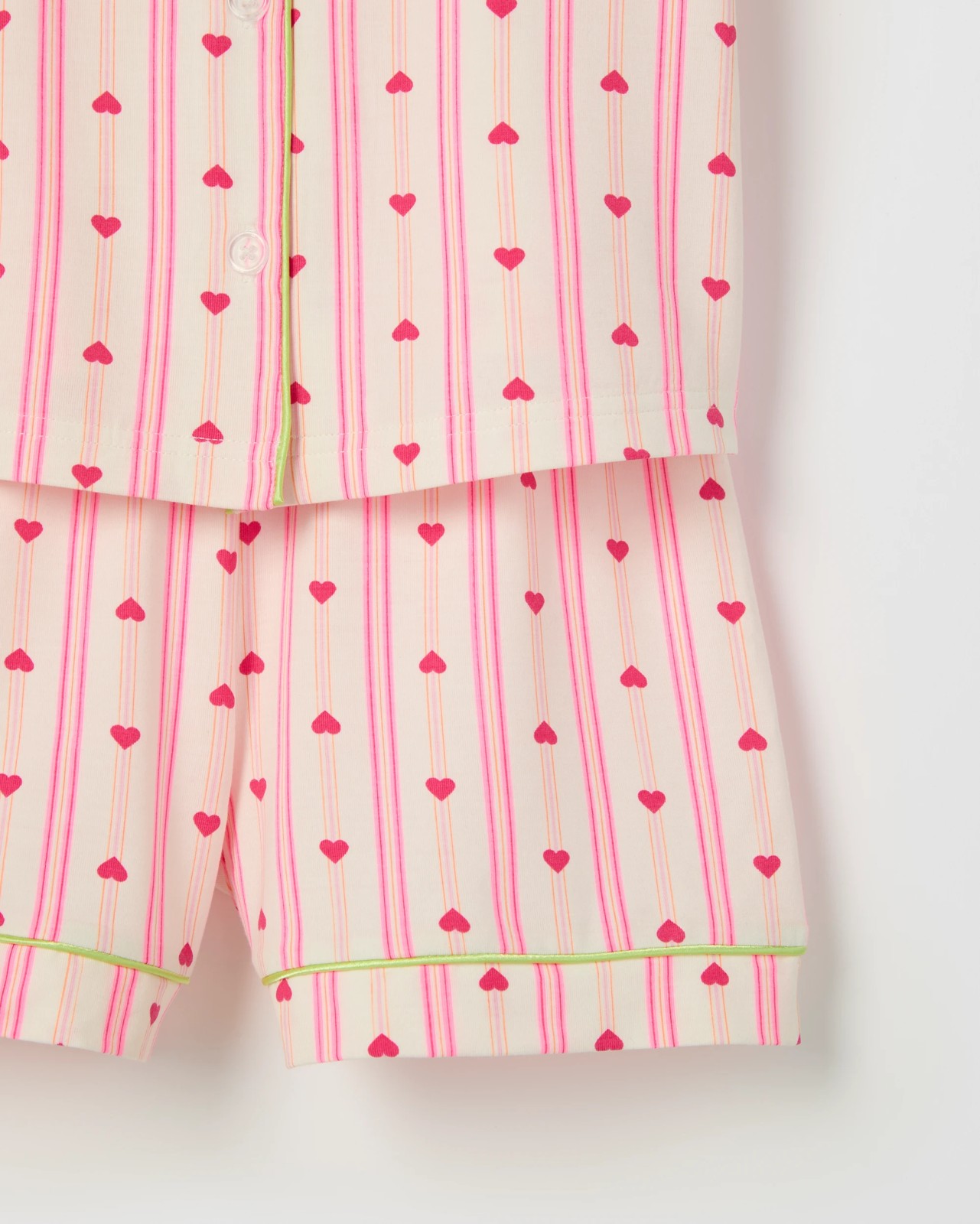 Bamboo Younger Girls Button Through Knit Pyjama Set - Heart 6 of 6