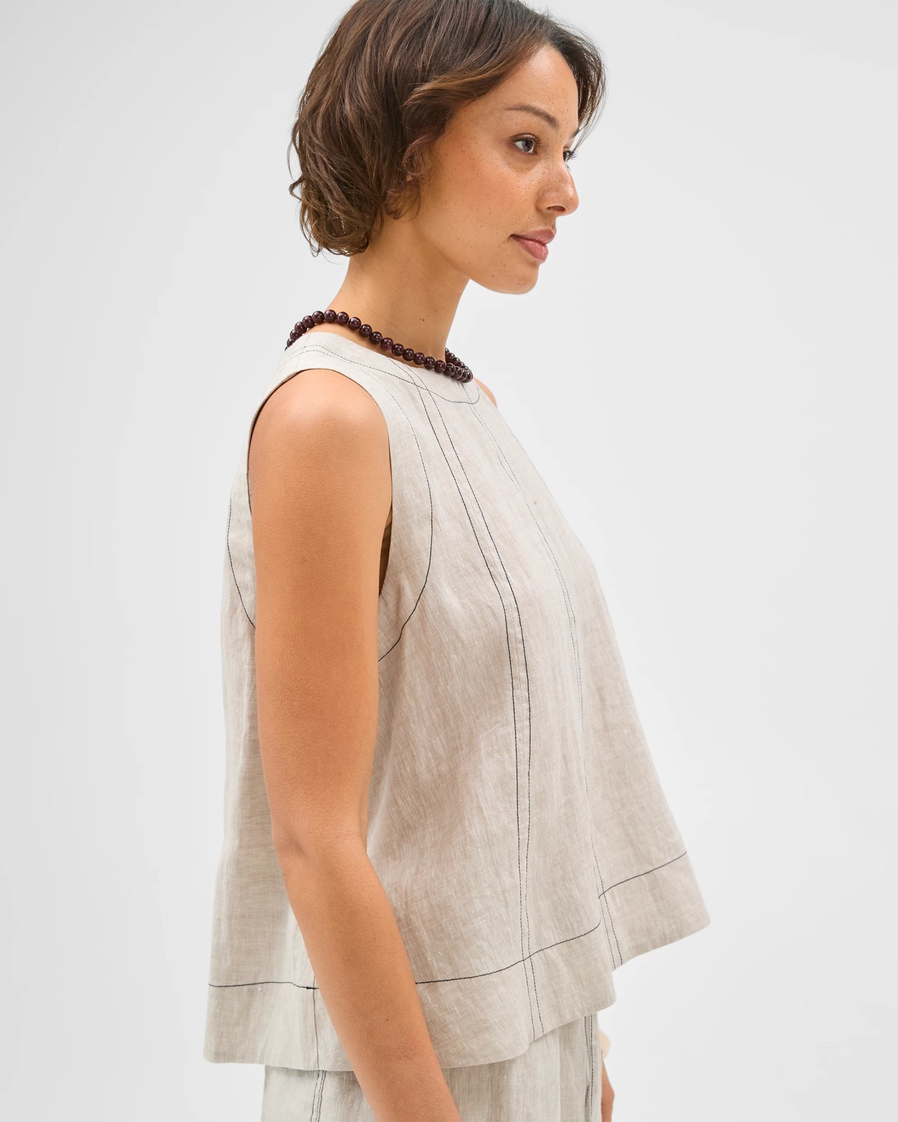 European Linen Swing Tank Top - Flax Xdye Contrast 5 of 5