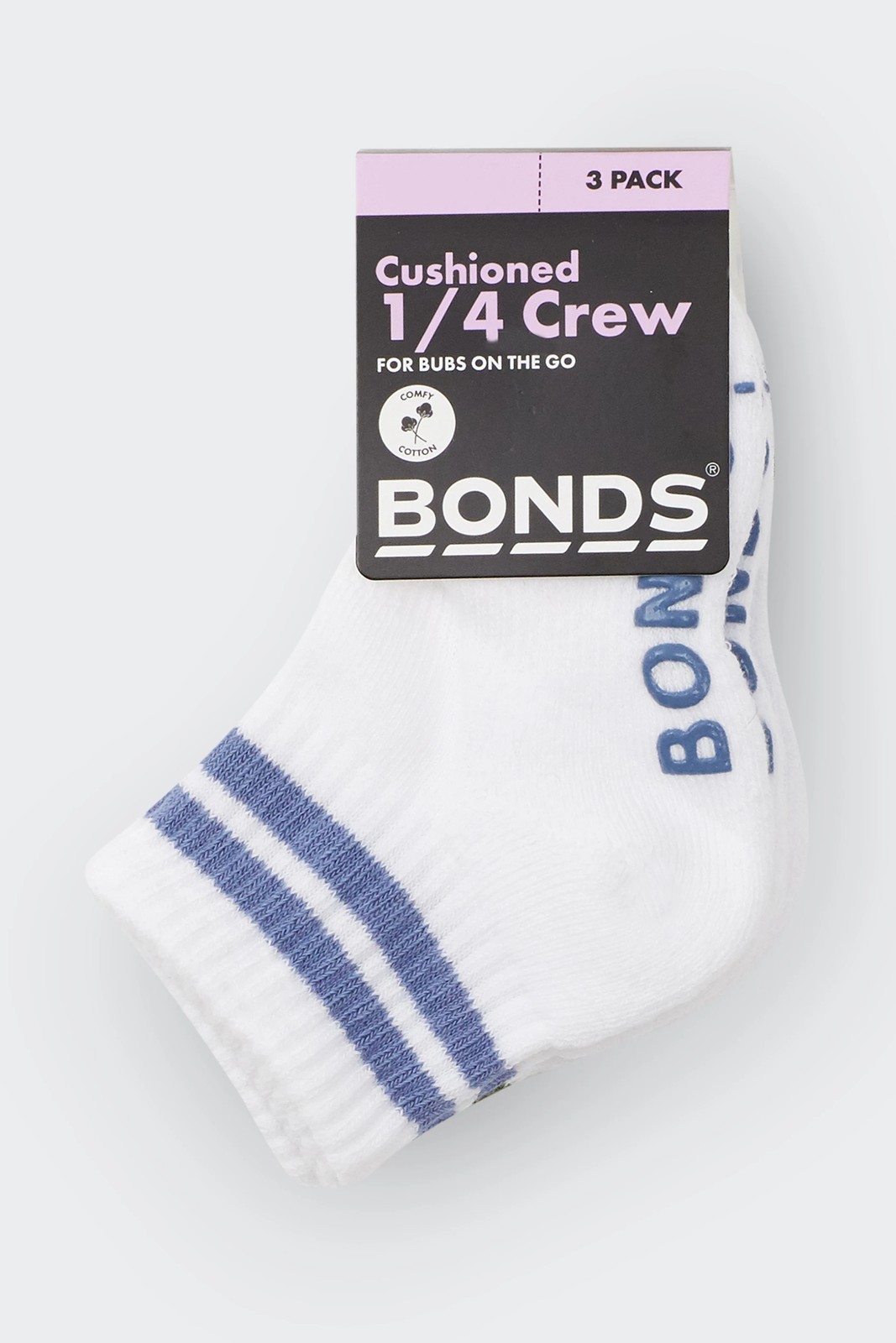 Bonds Baby 3 Pack Ultimate Comfort Quarter Crew Socks 4 of 4