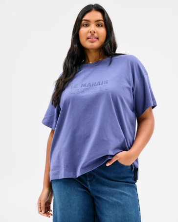 Plus Size Australian Cotton Graphic Split Hem T-Shirt