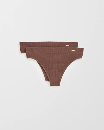Lily Loves 2 Pack Ribbed Seamfree High Waisted G-String Briefs