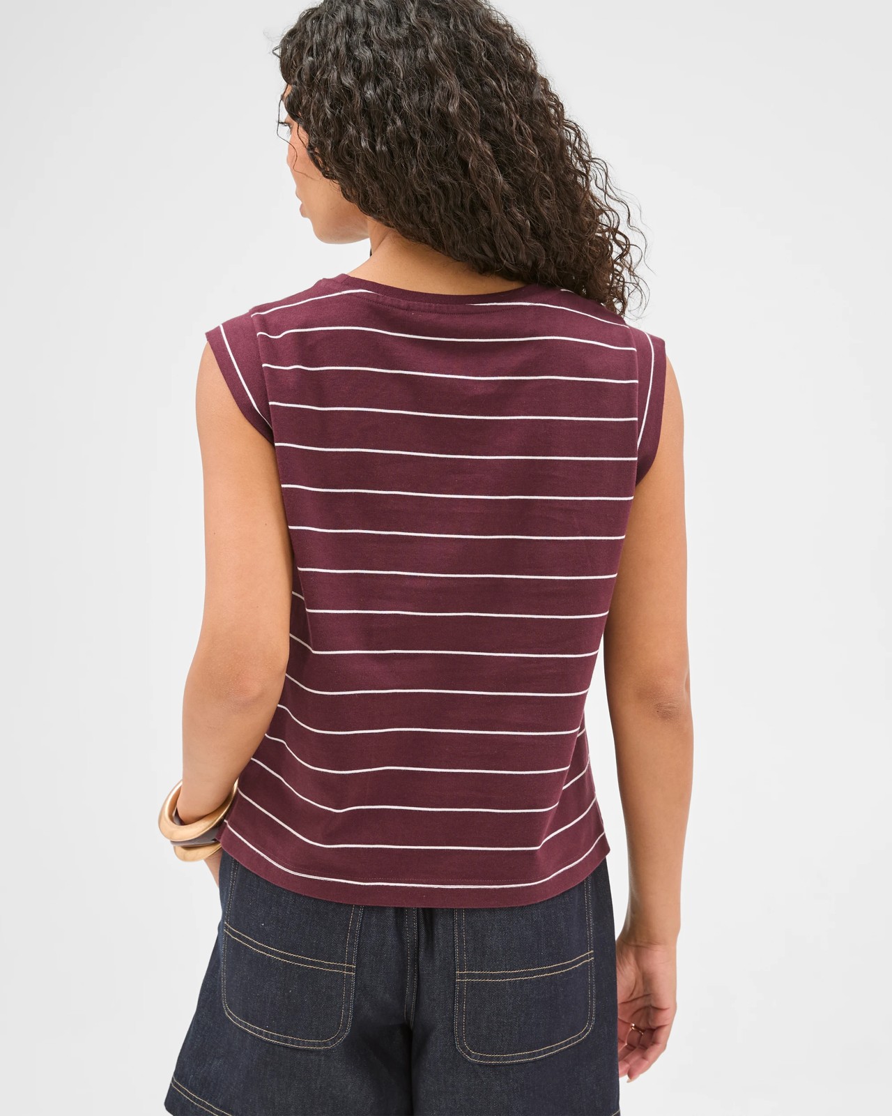 Australian Cotton Extended Shoulder Muscle Tank Top - Merlot 6 of 6