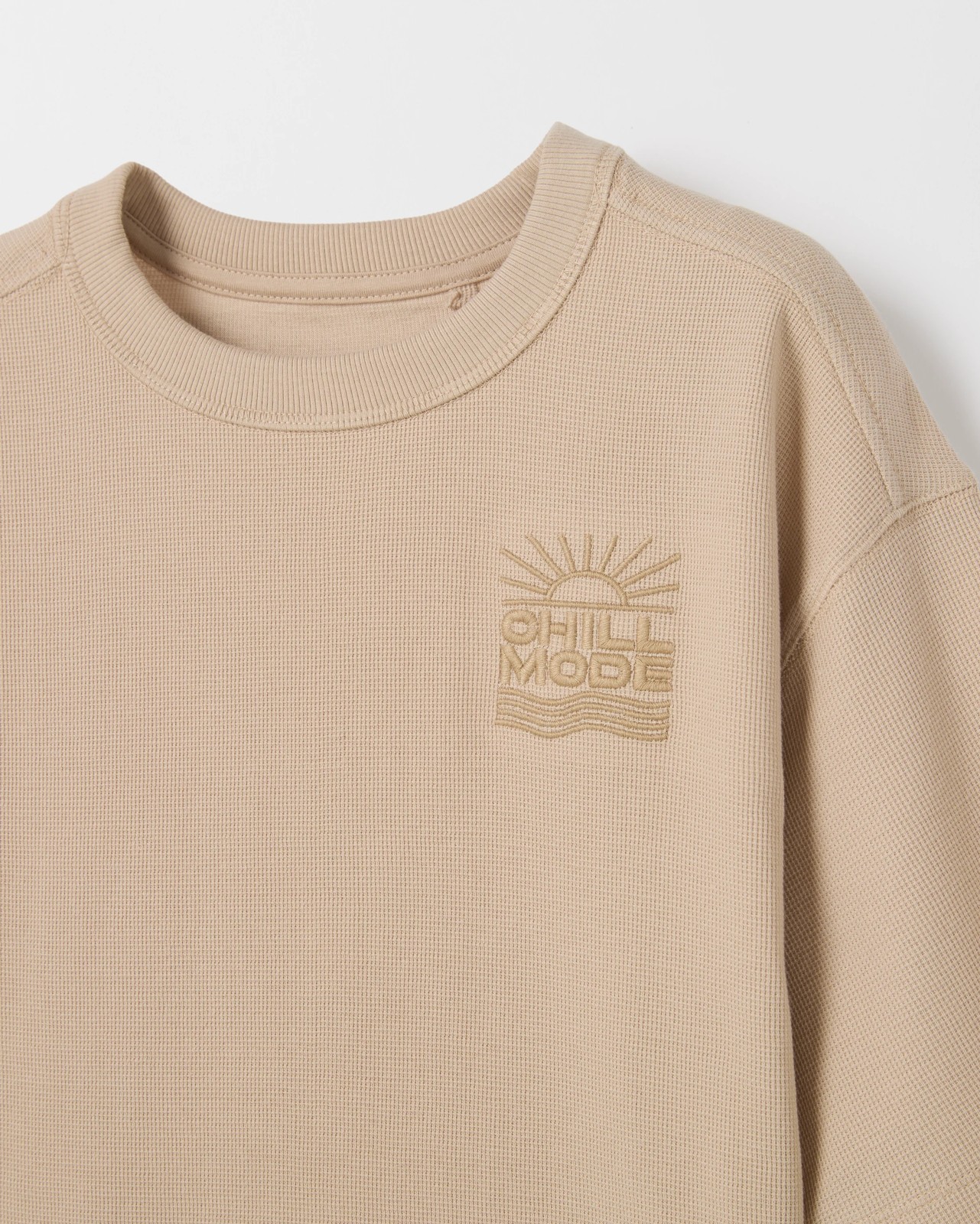 Australian Cotton Oversized Waffle T-Shirt - Neutral 2 of 2