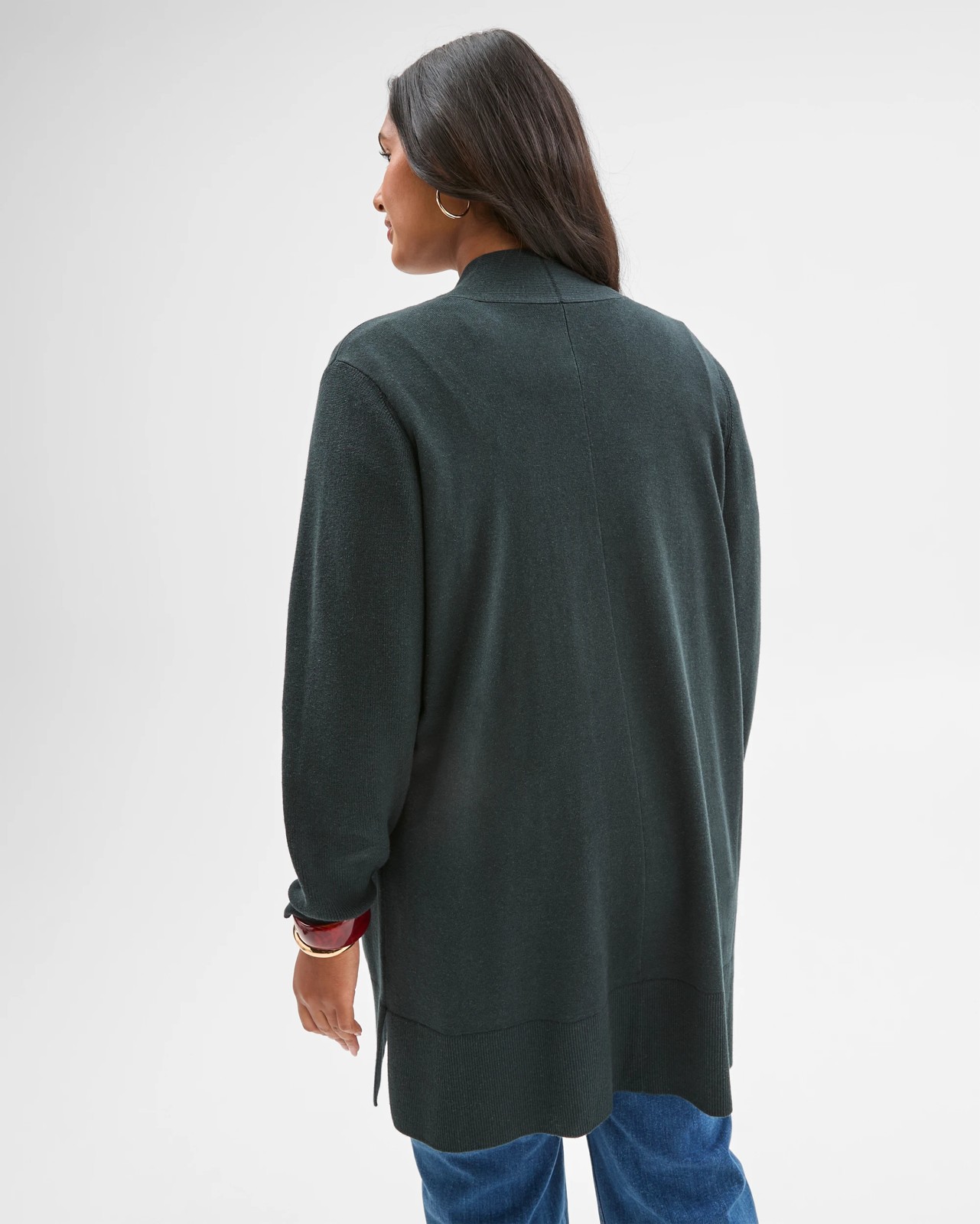 Plus Size Edge To Edge Rib Cardigan - Midnight Jade 3 of 5