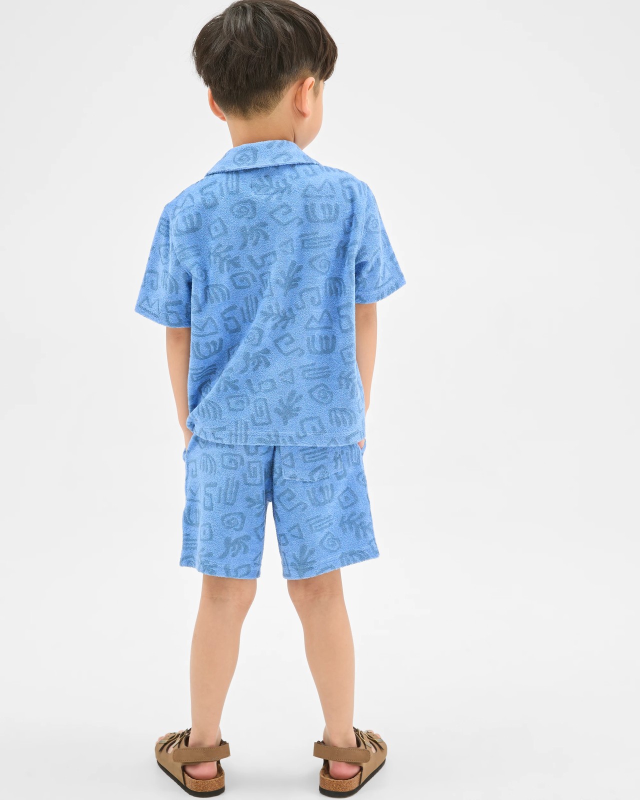 Australian Cotton Blend Short Sleeve Terry Shirt - Blue 4 of 6