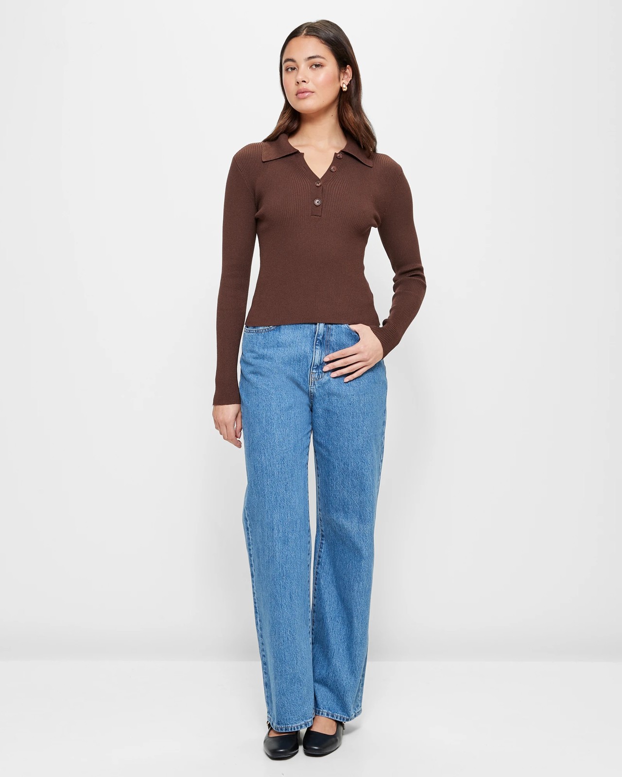 Long Sleeve Knit Polo Top - Lily Loves 2 of 5