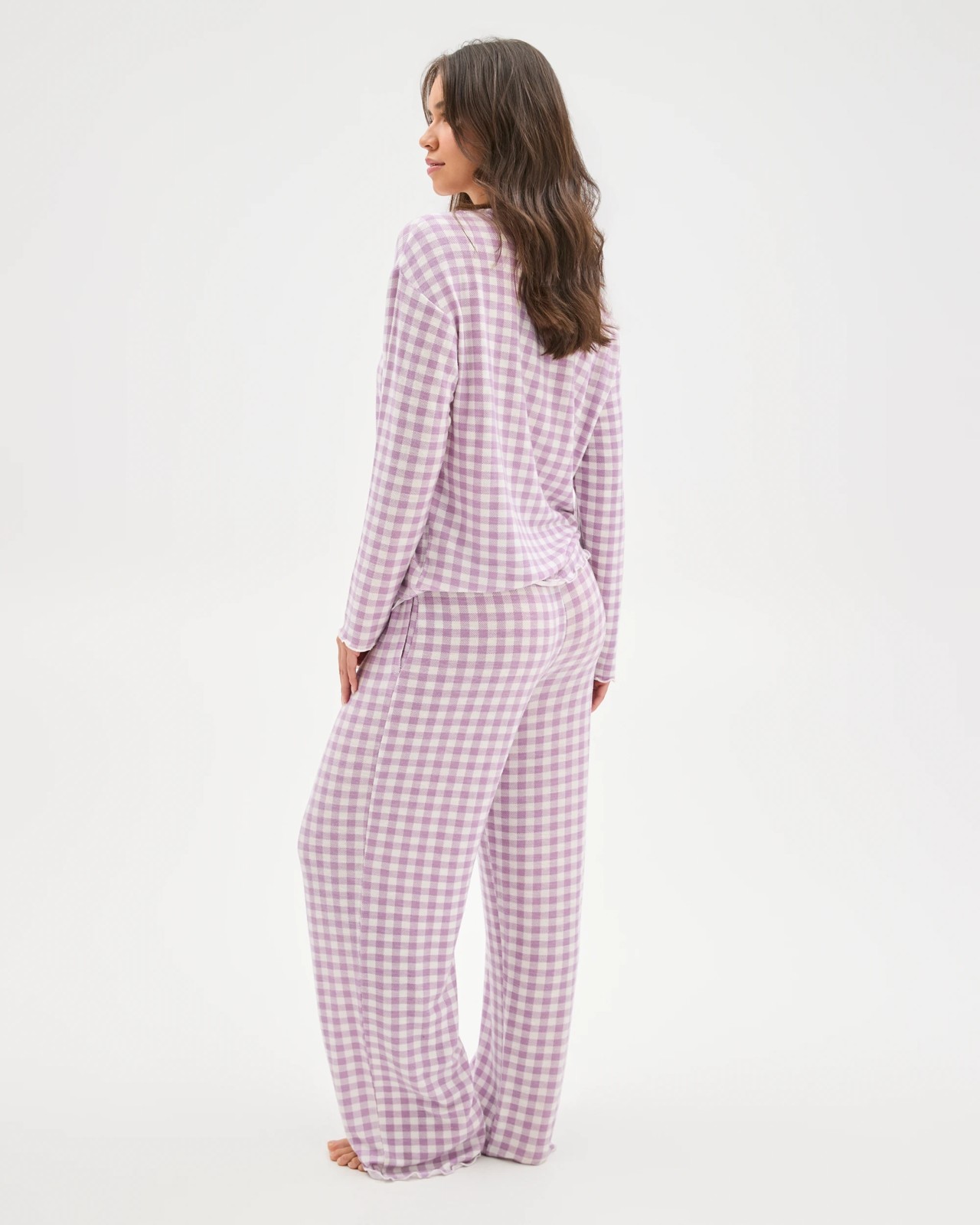 Cosy Slub Knit Sleep Top - Purple gingham 6 of 6