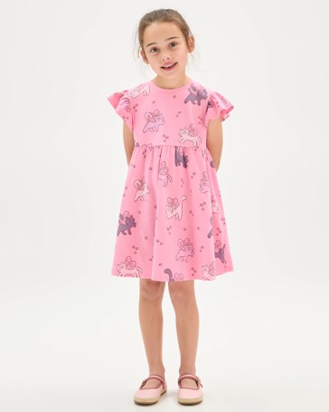Australian Cotton Fluted Sleeve Event Dress