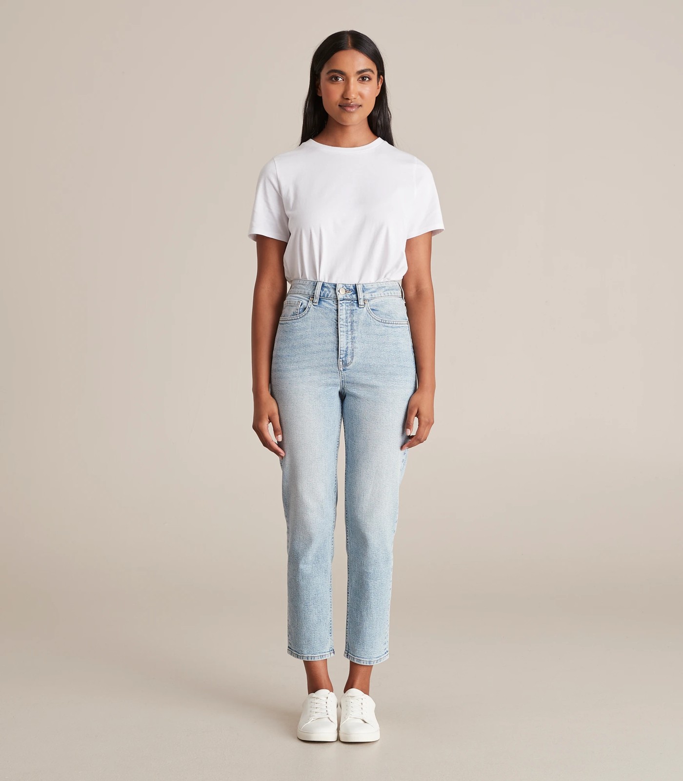 Hayley Super High Rise Crop Length Slim Leg Denim Jeans - PaleIndigo ...