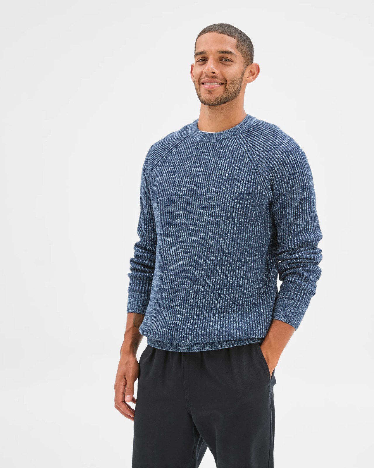 Australian Cotton Fisherman Knit Jumper - Blue 3 of 5