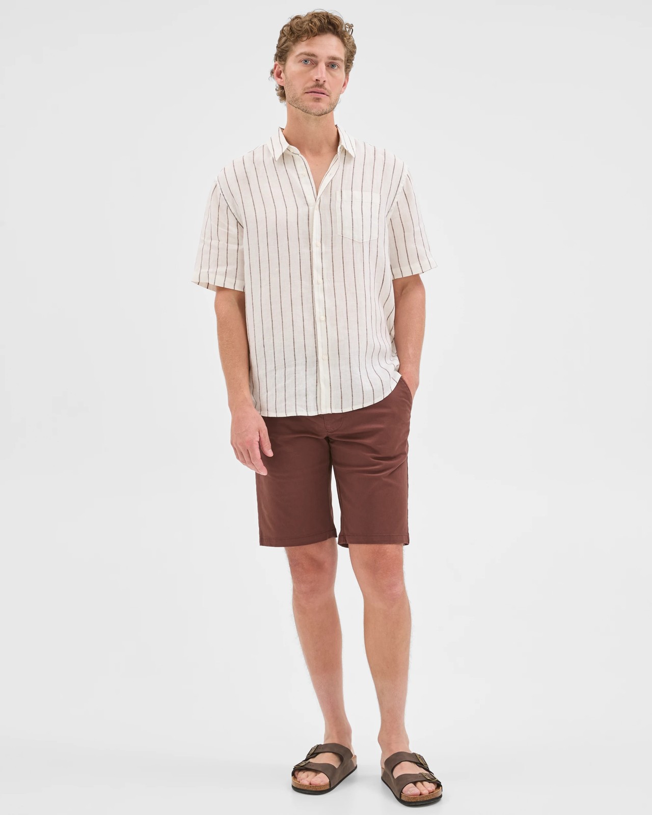 Australian Cotton Regular Stretch Chino Shorts - Brown Stone 2 of 6