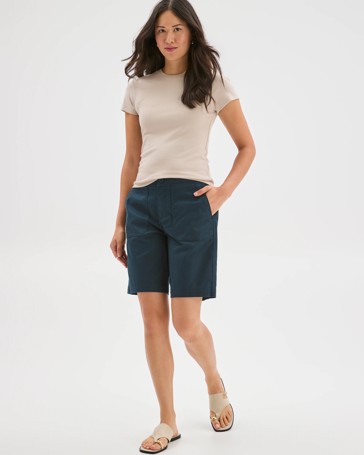 Australian Cotton Blend Rib Waist Shorts