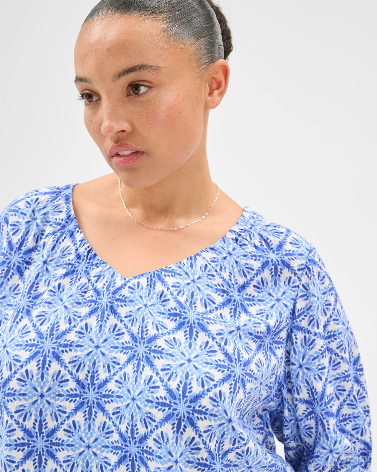 Plus Size Gathered V-Neck Blouse 3 of 5
