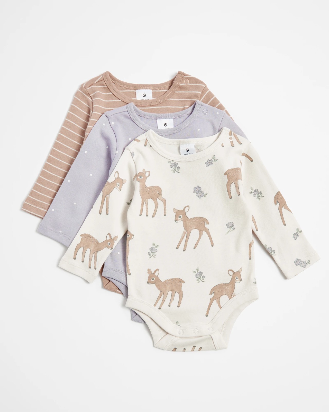 Baby Organic Cotton Bodysuits 3 Pack