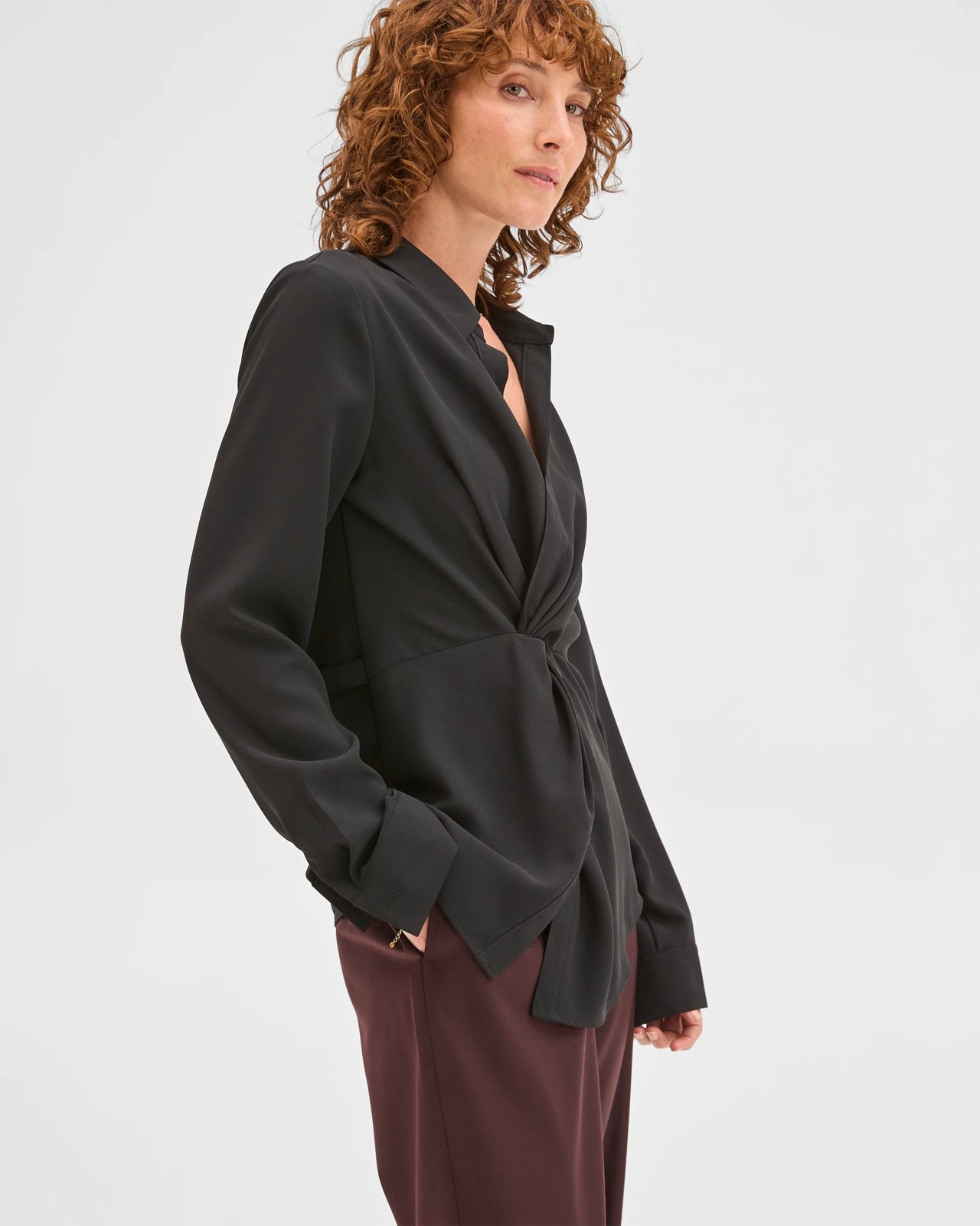 Preview Gathered Front Shirt - Black 6 of 6