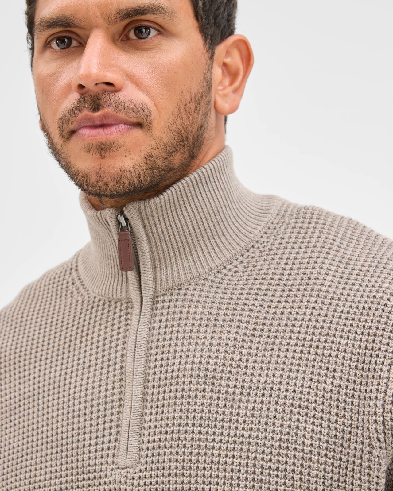 Australian Cotton Midweight 1/2 Zip Knit Sweater - Rock 5 of 6