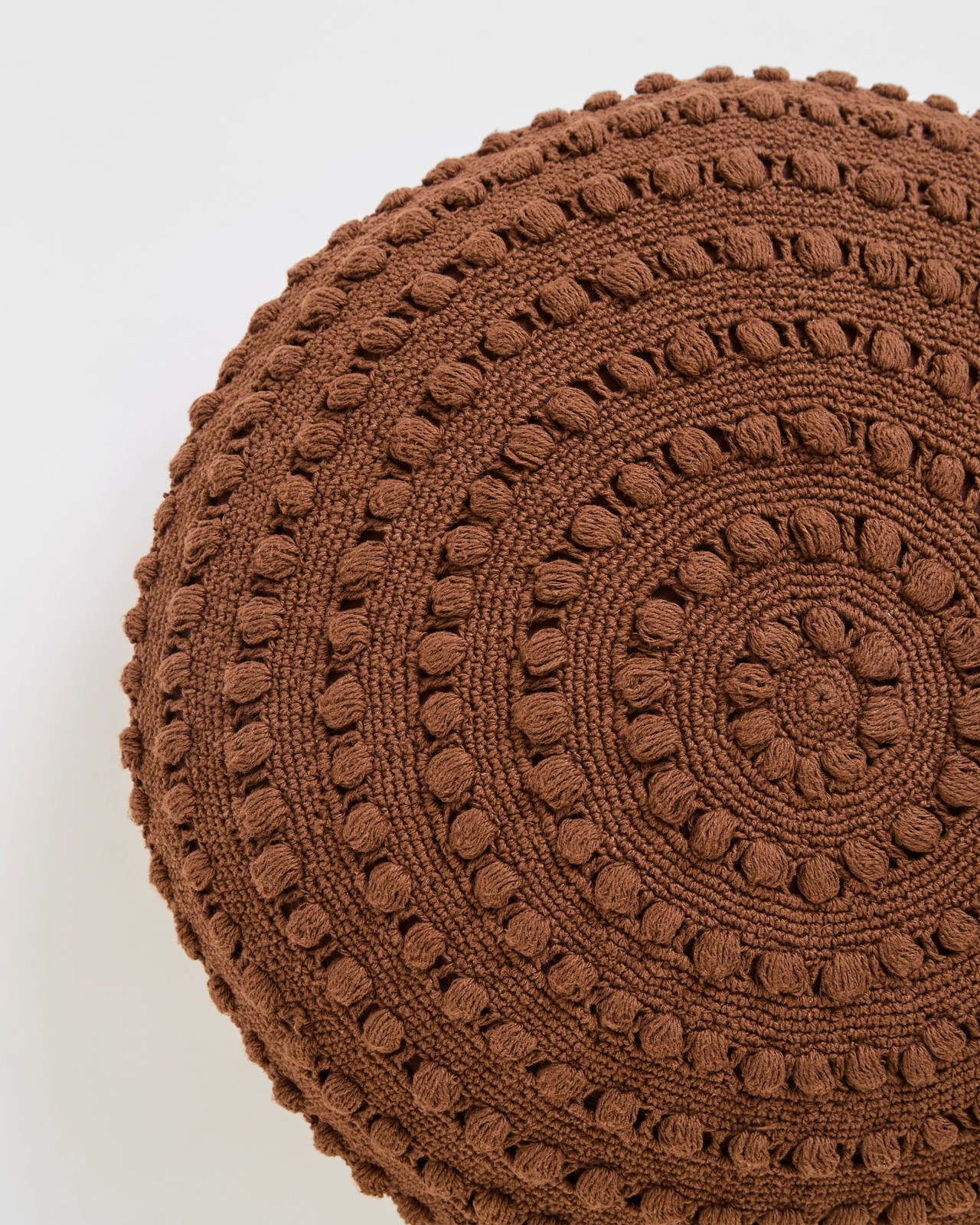 Zinnia Round Cotton Crochet Cushion - Tiramisu 2 of 2