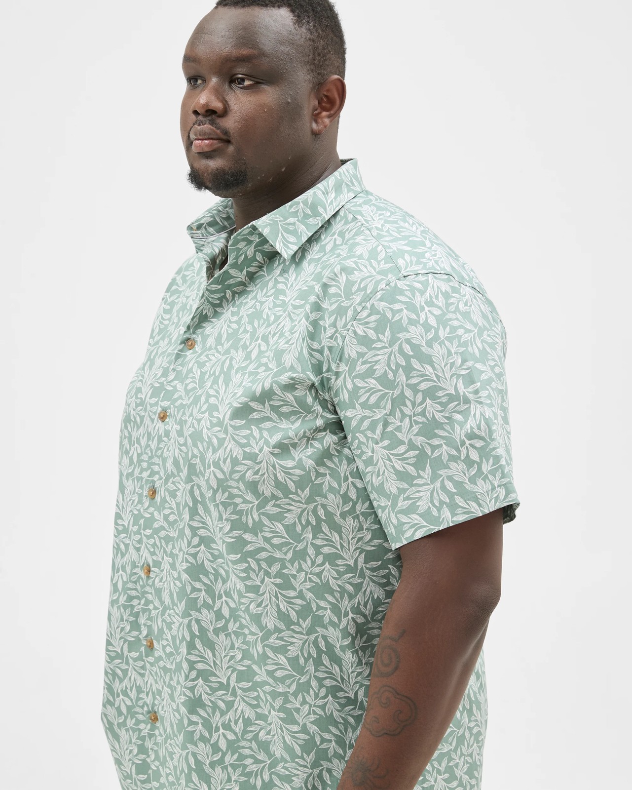 Plus Size Australian Cotton Short Sleeve Business Shirt - Green 5 of 6