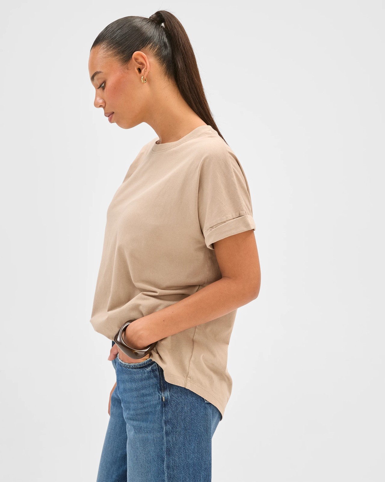 Australian Cotton Oversized Boxy T-Shirt - Soft Taupe 3 of 6