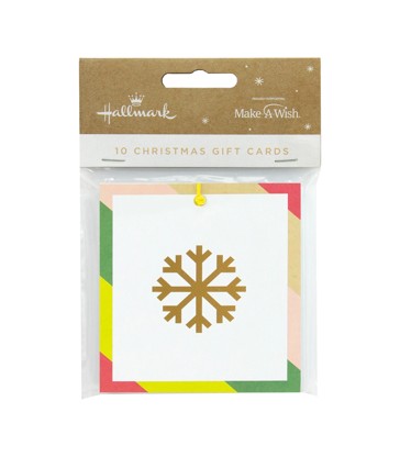 Hallmark Christmas Gift Tags 10 Pack - Snowflakes and Stripes
