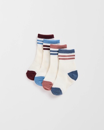 Baby Australian Cotton Blend 4 Pack Rib Sport Crew Socks