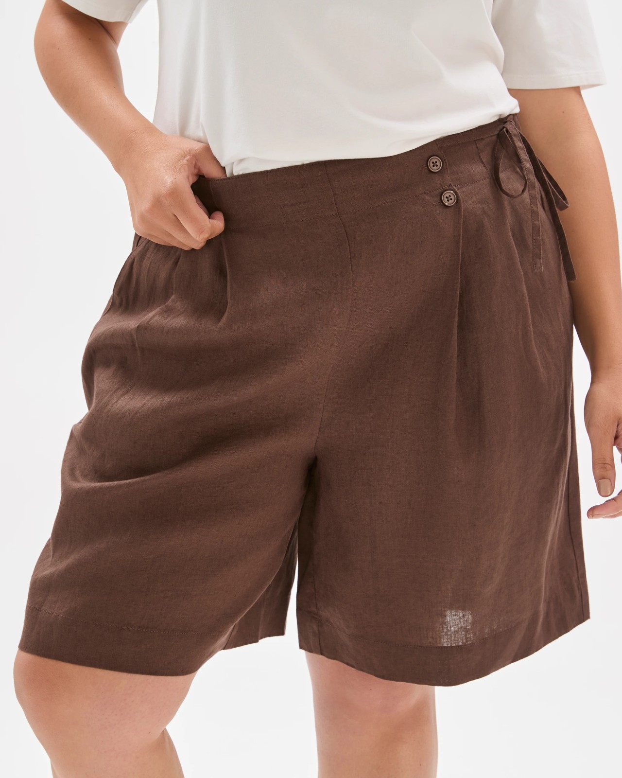 Plus Size European Linen Wrap Shorts 5 of 5
