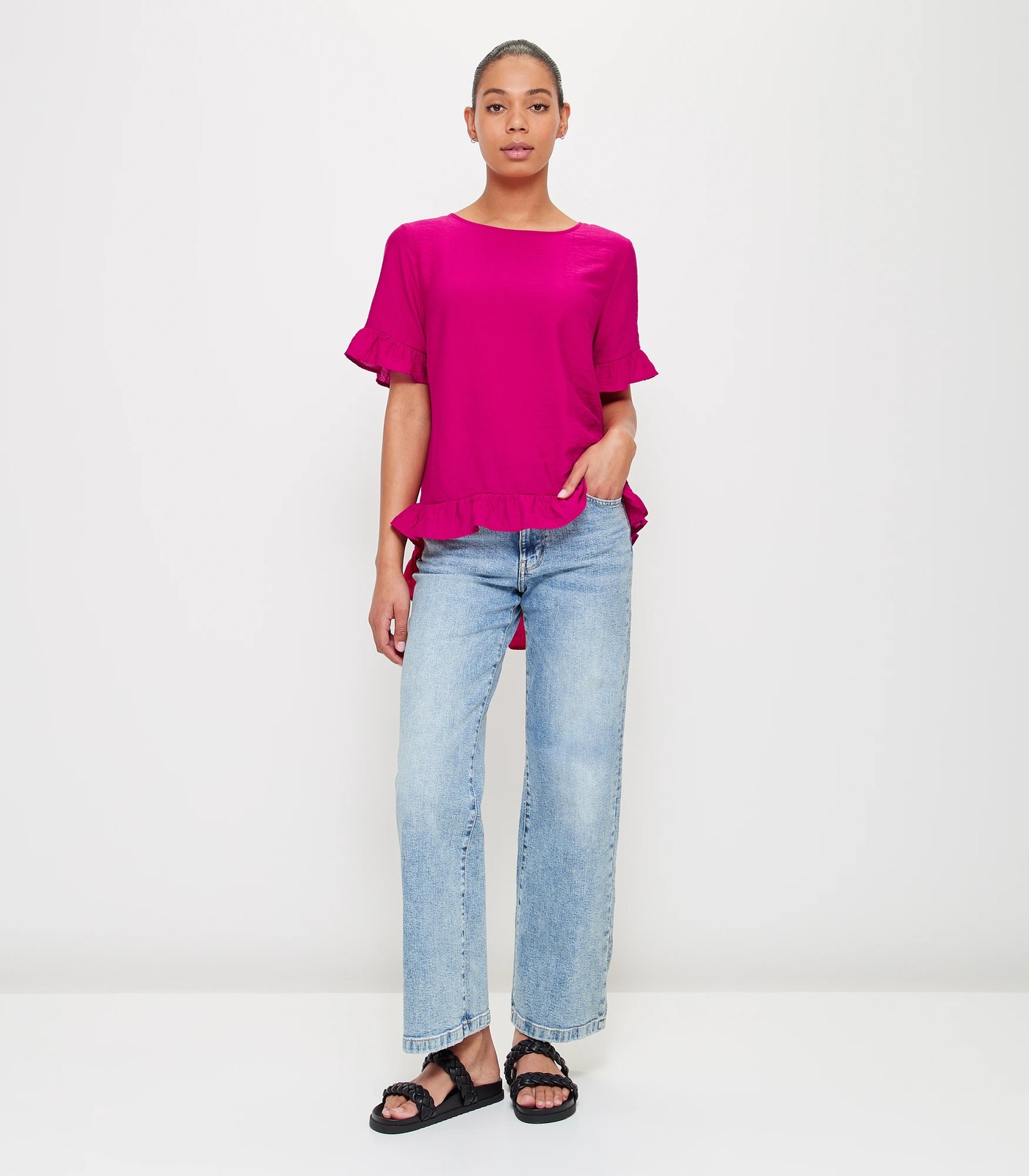 Viscose Frill Hem Ruffle Top | Target Australia