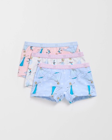 Licensed Disney Frozen Australian Cotton 3 Pack Younger Girls Shorties
