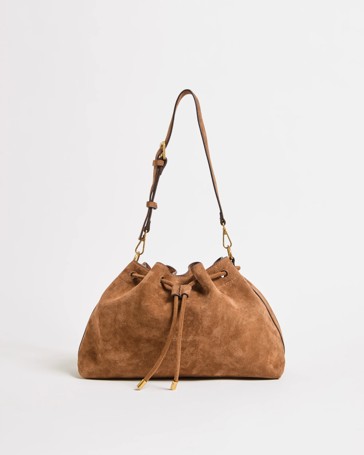 Premium Suede Leather Drawstring Shoulder Bag