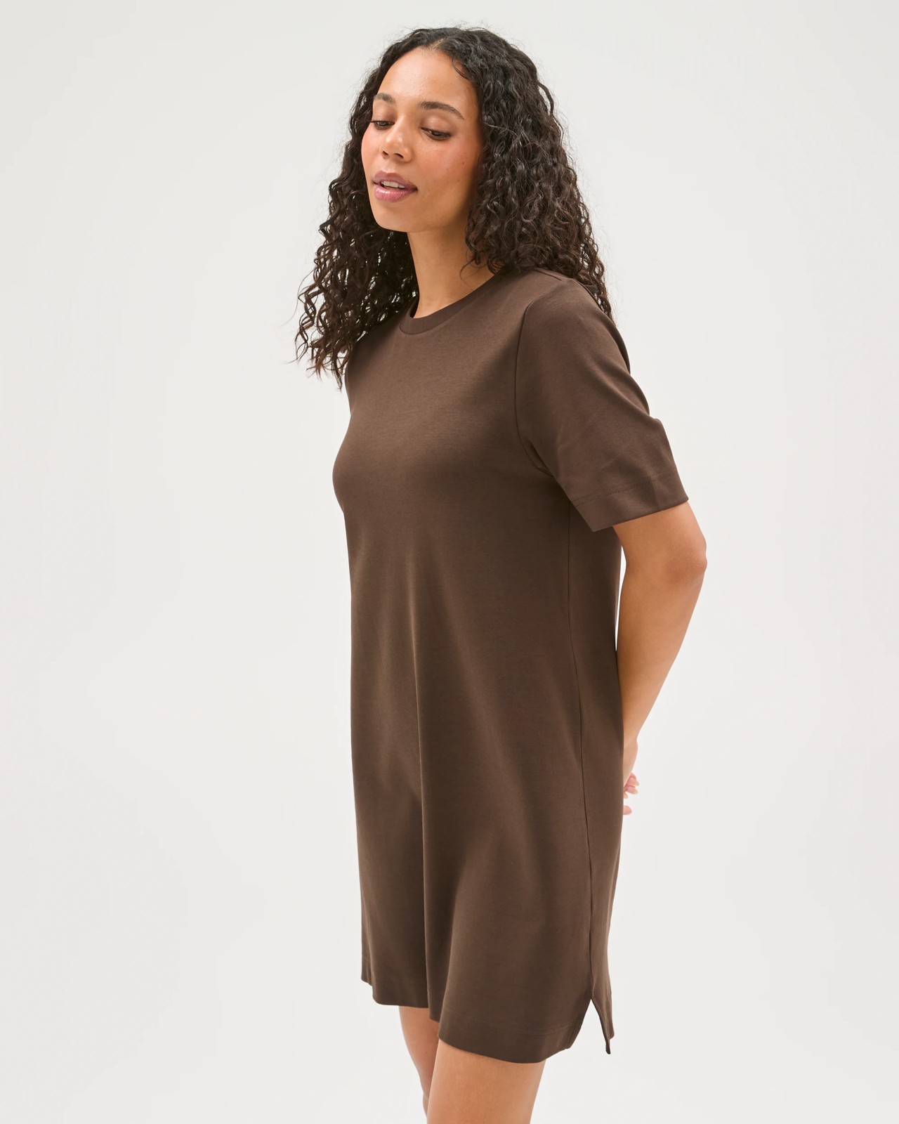 Australian Cotton Mini T-Shirt Dress - Coffee Bean 3 of 3