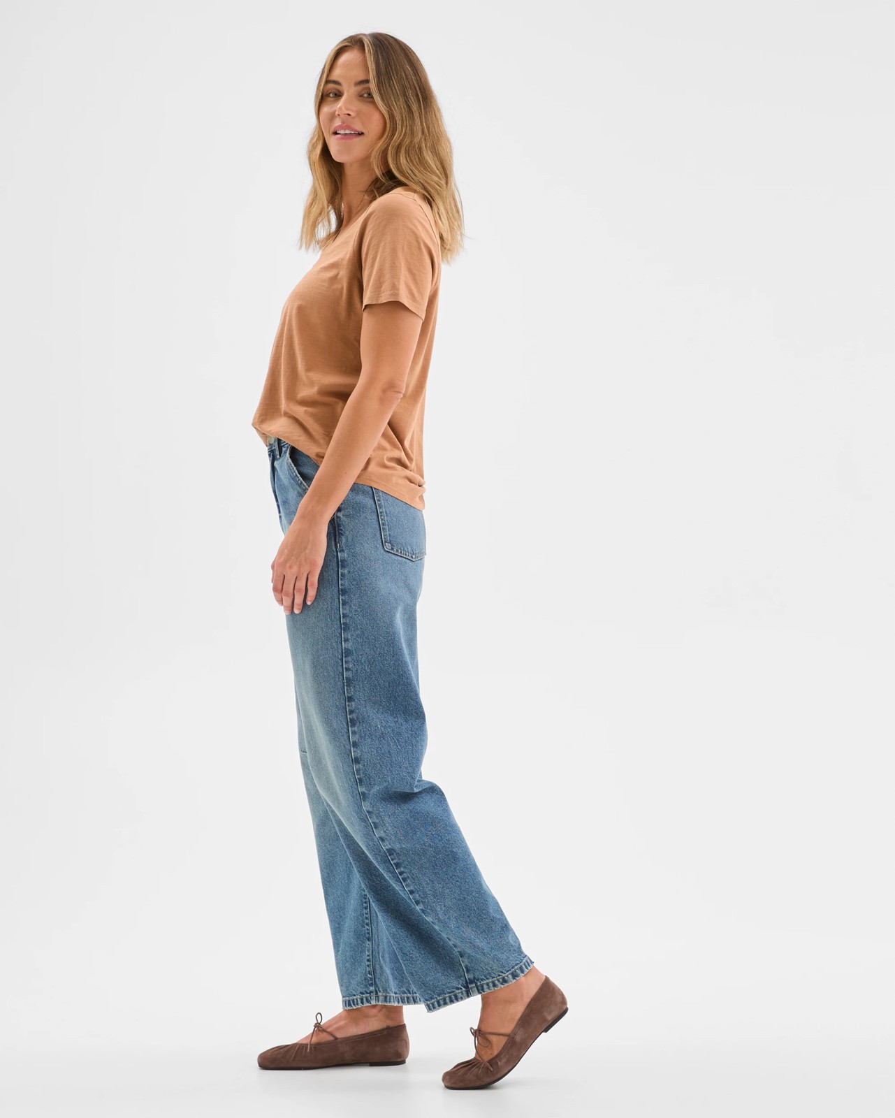 Australian Cotton Slub Relaxed V-Neck T-Shirt - Cocoa Brown 3 of 5