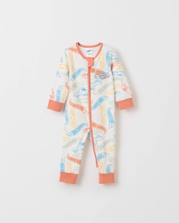 Hot Wheels Organic Cotton Zip Baby Coverall