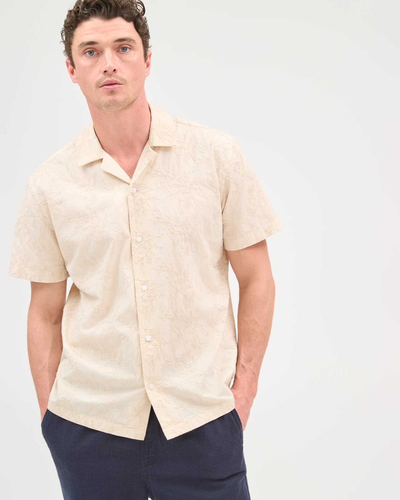 Short Sleeve Embroidered Shirt - Birch 3 of 6