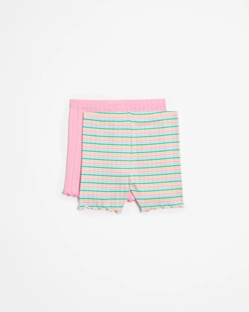 Baby Organic Cotton Bike Shorts 2 Pack - Stripe