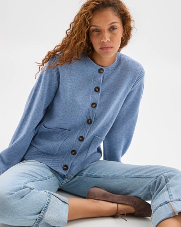 Lambswool Balloon Sleeve Cardigan